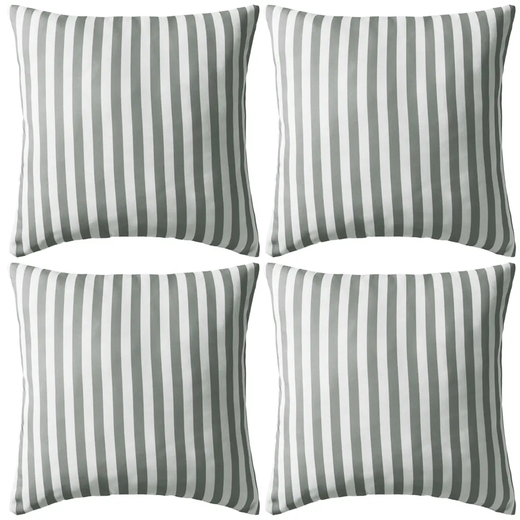 Perne de exterior, 4 buc, imprimeu dungi, 45x45 cm, gri