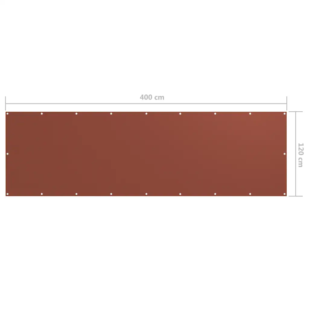 134981 5 Paravan de balcon, cărămiziu, 120 x 400 cm, țesătură oxford