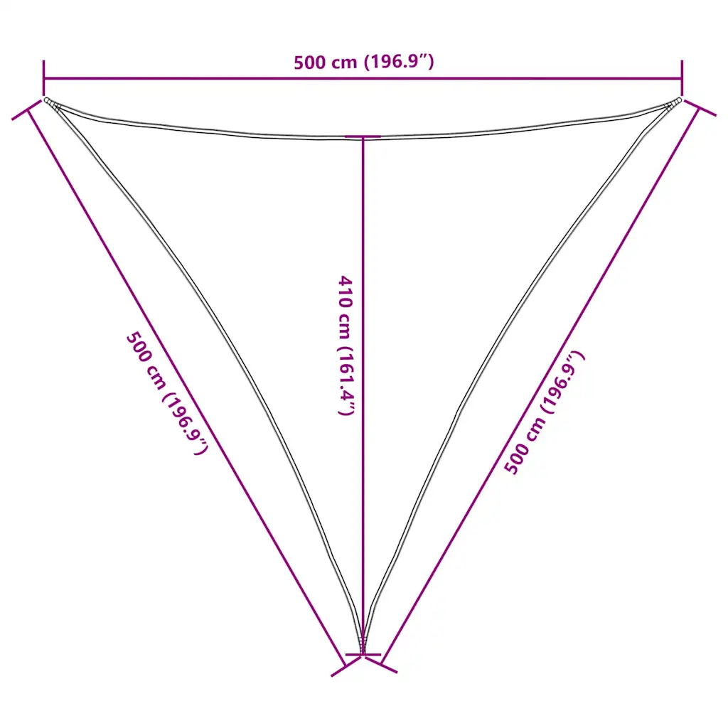 Pânză parasolar, galben, 5x5x5 m, țesătură oxford, triunghiular
