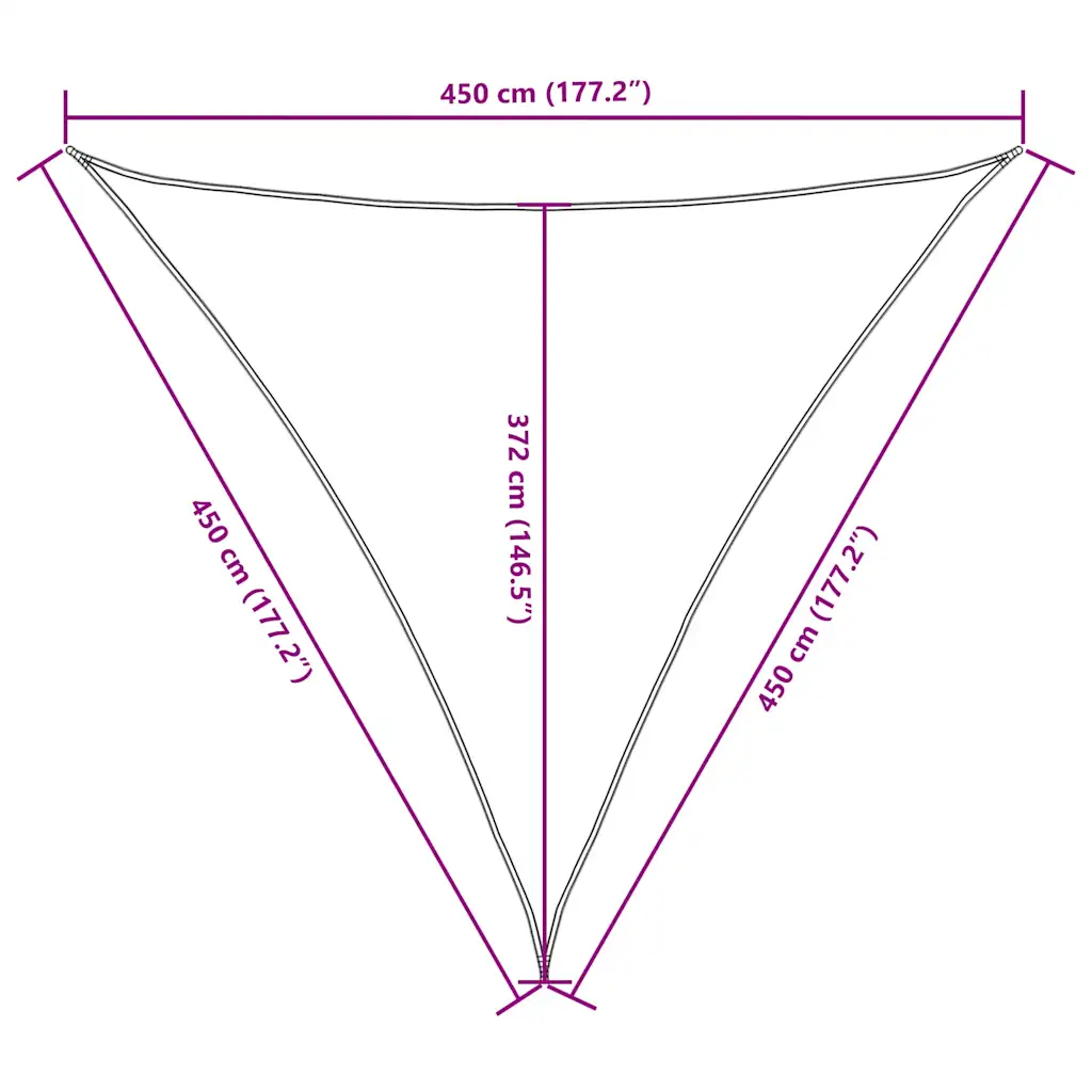 Parasolar, roșu, 4,5x4,5x4,5 m, țesătură oxford, triunghiular