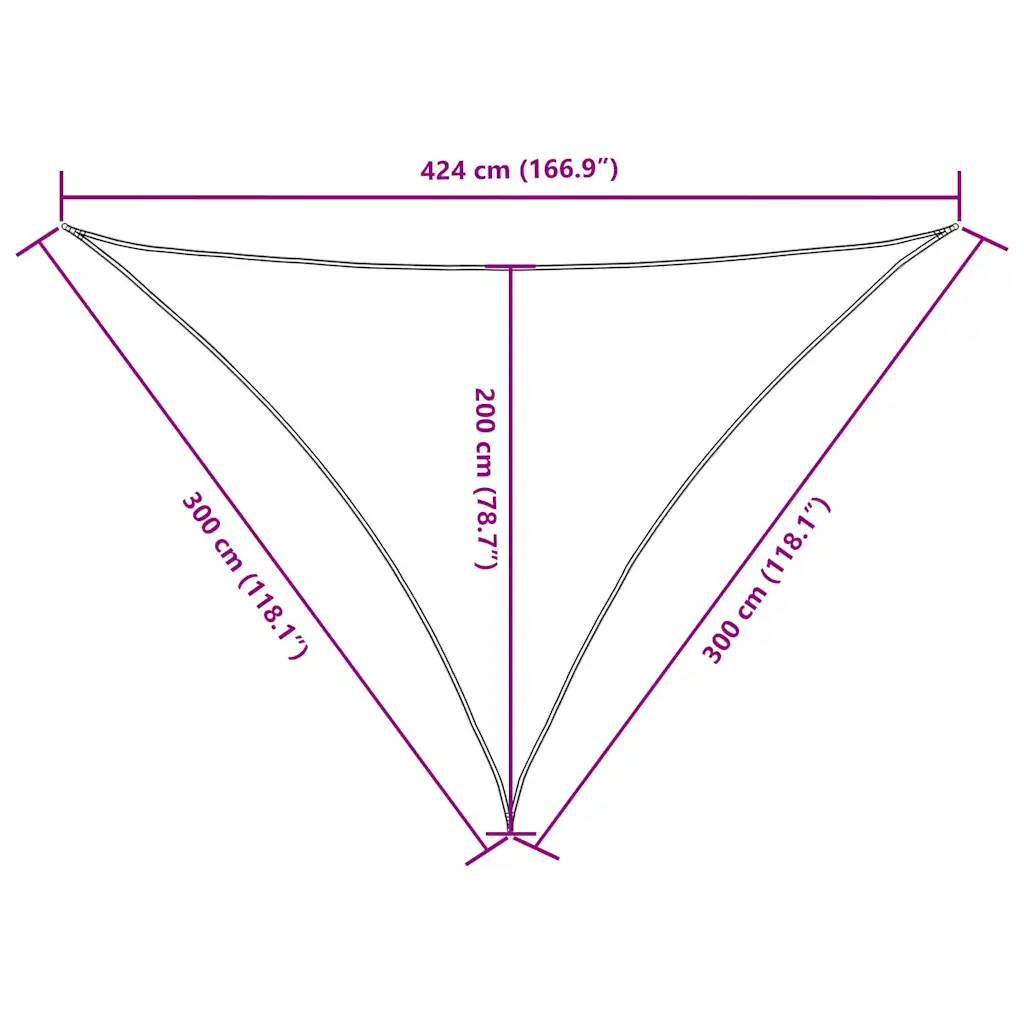Parasolar, maro, 3x3x4,24 m, țesătură oxford, triunghiular