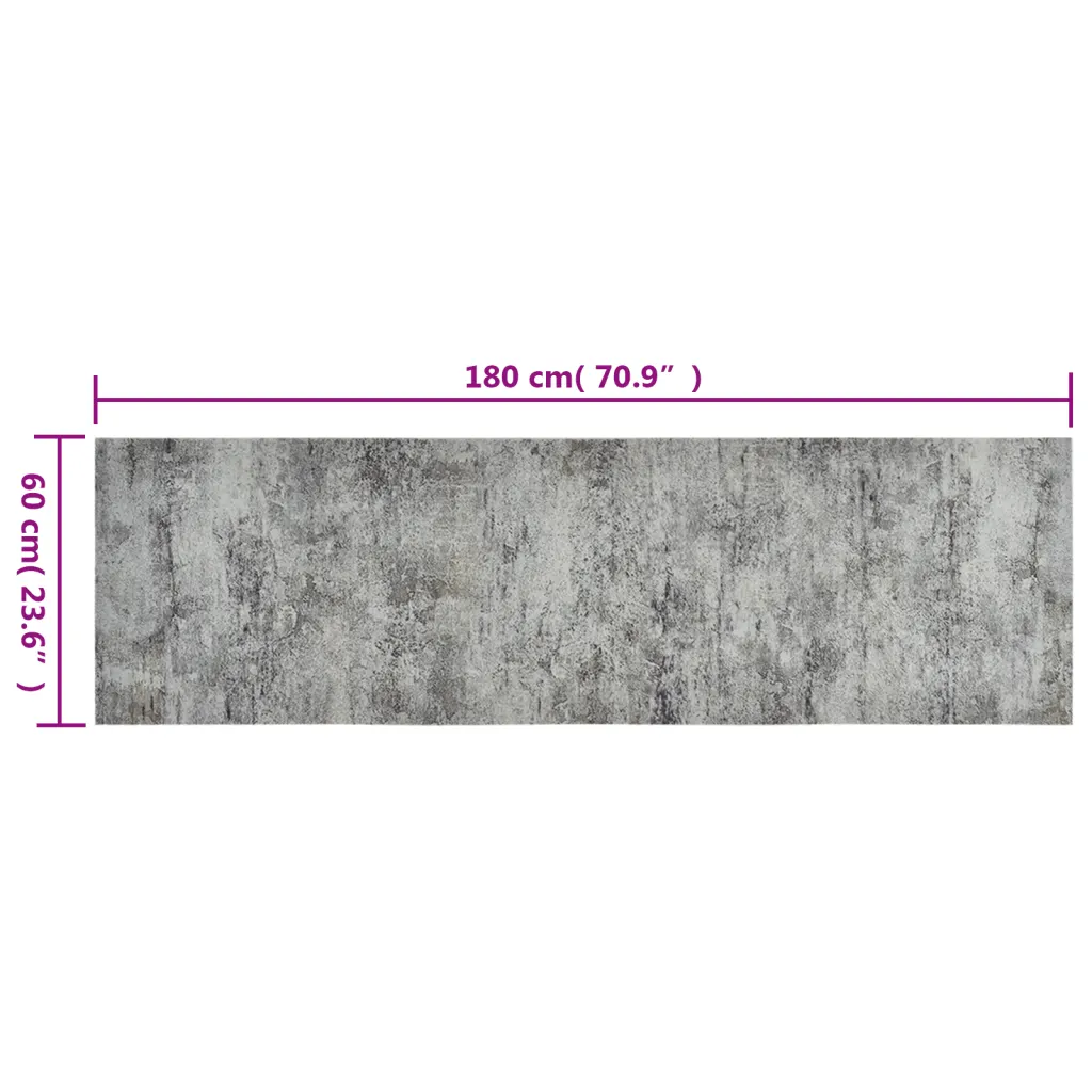 136571 5 Covor de bucătărie lavabil Beton, 60x180cm, catifea