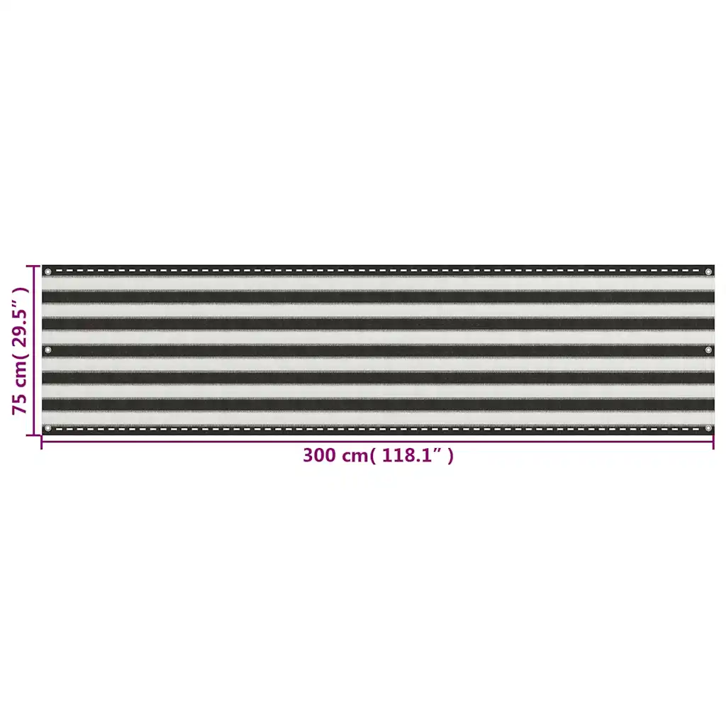310848 5 Paravan pentru balcon, antracit și alb, 75 x 300 cm, HDPE