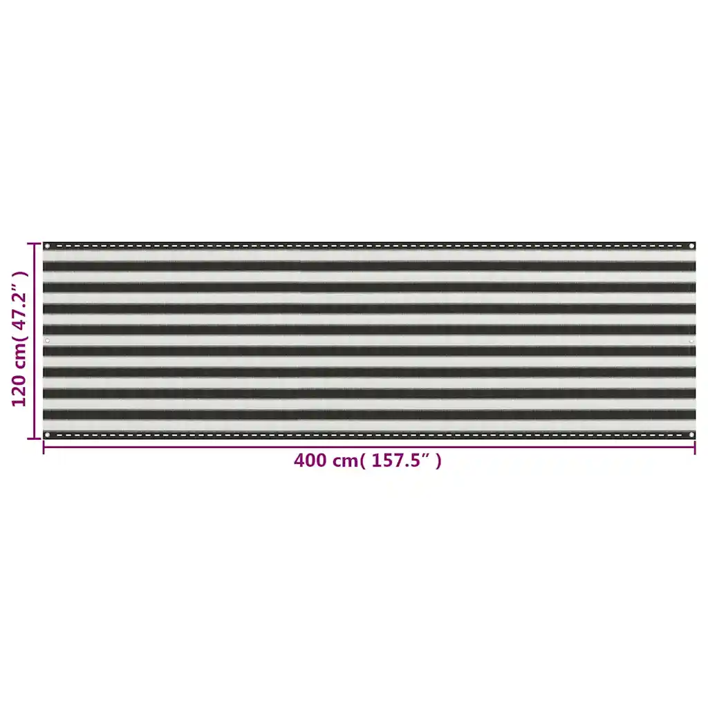 Paravan pentru balcon, antracit și alb, 120 x 400 cm, HDPE